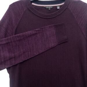 Ted Baker Men's 2XL Sweater Cotton Silk Long Sleeve Crewneck Burgundy Wine sz 6